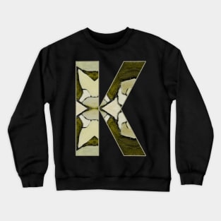 Letter K Monogram Initial Olive Green Pearl White Aesthetic Abstract Pattern Painting On Canvas Crewneck Sweatshirt